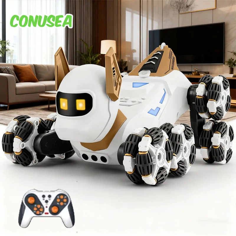 Robot RC 2.4G Radio télécommande voitures chiot cascadeur chien avec musique Robots intelligents voiture jouet Spray jouet électrique pour garçons enfants enfant