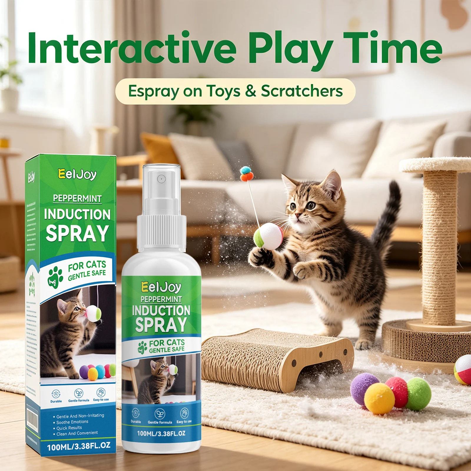 Cat Peppermint Spray Soothing Emotions Relieving Anxiety Calming Pet Stimulating Interest Non-irritating Catnip Interactive Mist