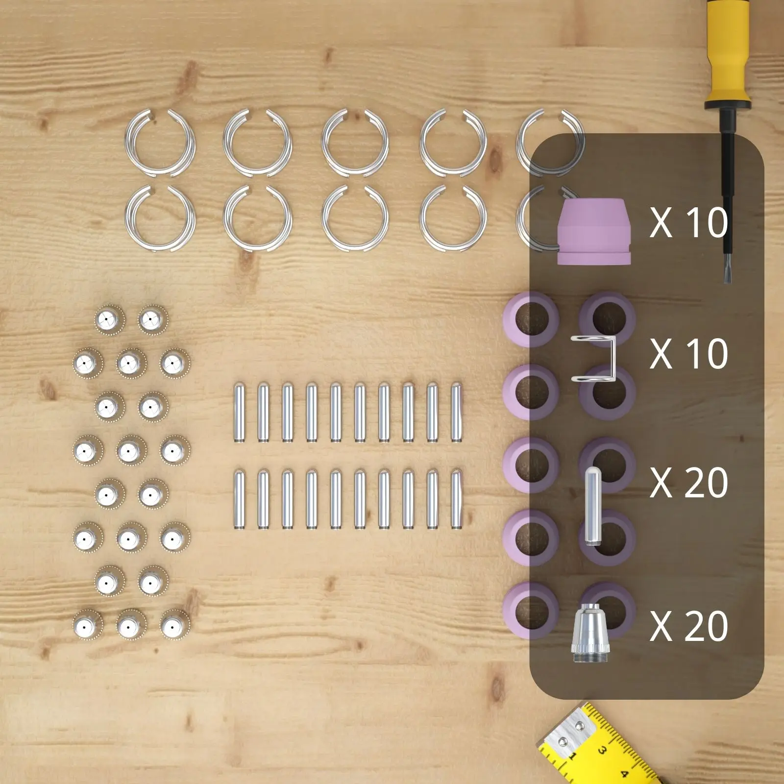Imagem -03 - Kit de Consumíveis de Corte Plasma Eletrodos Copos Dicas Guia Espaçador Soldador Tocha Sg55 Ag60 Wsd60 Cut55p Cut65p 60 Pcs