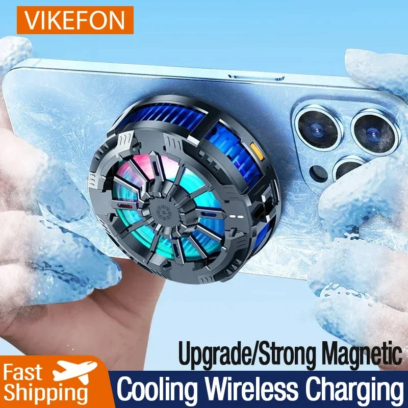 Cooling Magnetic Wireless Chargers Universal Mobile Phone Radiator Back Clip Fan for IPhone 17 16 15 13Pro Max Samsung Xiaomi