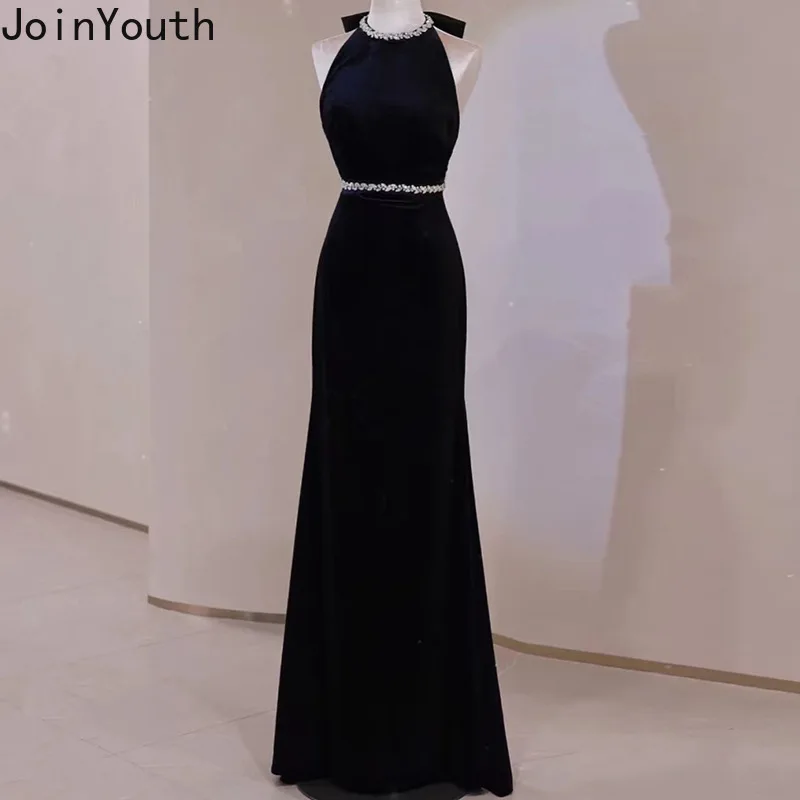 Temperament Black Robe Femme Party Dresses for Women 2024 Vestidos De Mujer Bow Sexy Backless Tunic Diamond Summer Maxi Dress