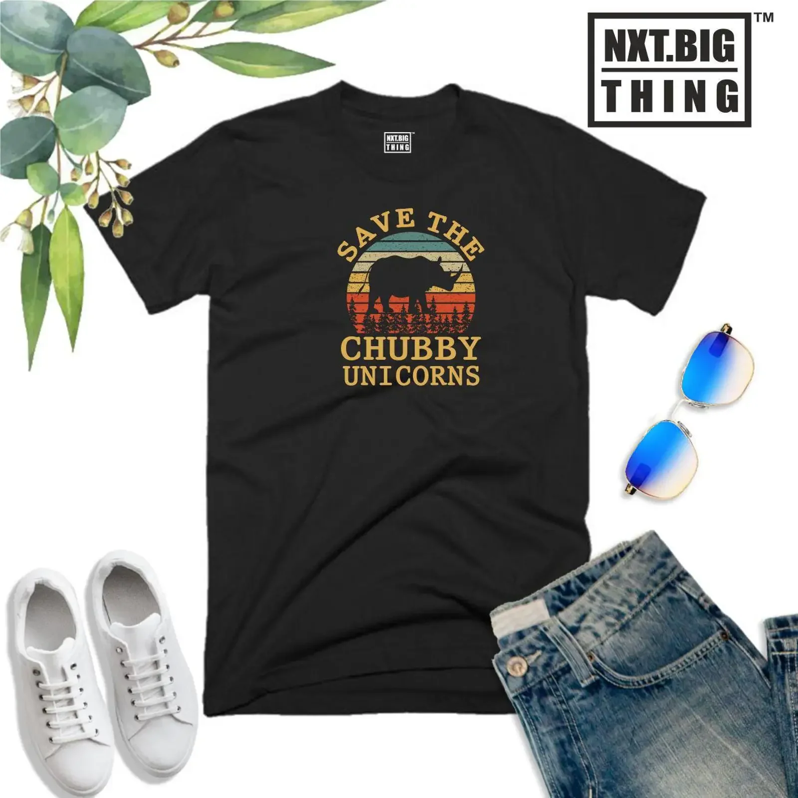 Save The Chubby Unicorns Rhino Funny T Shirt Animal Lover Parody Joke Casual Top Halloween Christmas for Women Ladies vintage