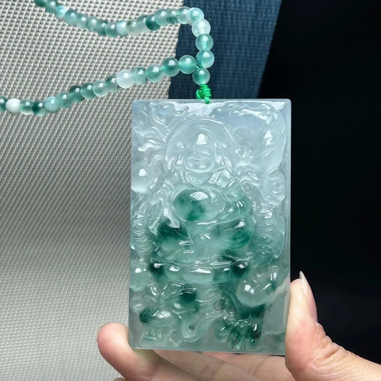 Real Natural Ice Green Jade Jadeite Buddha amulet Pendant&Necklaces