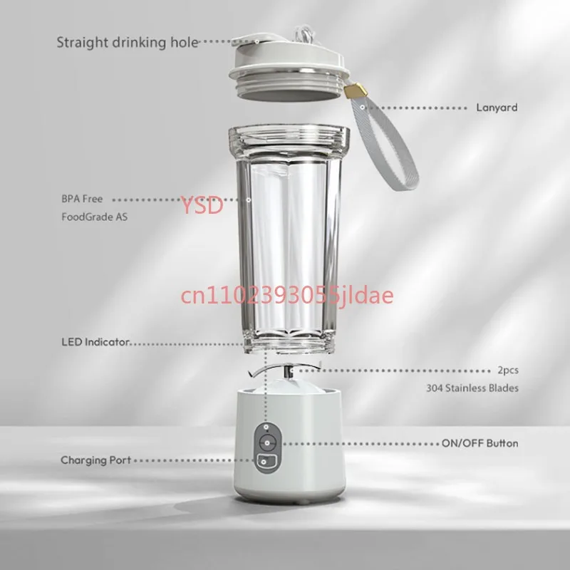 

180W Portable Electric Juicer 4000mAh 500ml Cup Rechargeable Fruit Mixer Blender for Kitchen Smoothies Shakes