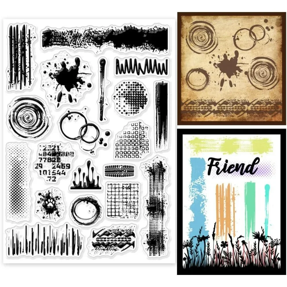 Stains Background Clear Stamps Tea Stains Background Silicone Clear Stamp Seals Graffiti Splash Transparent Stamps for DIY