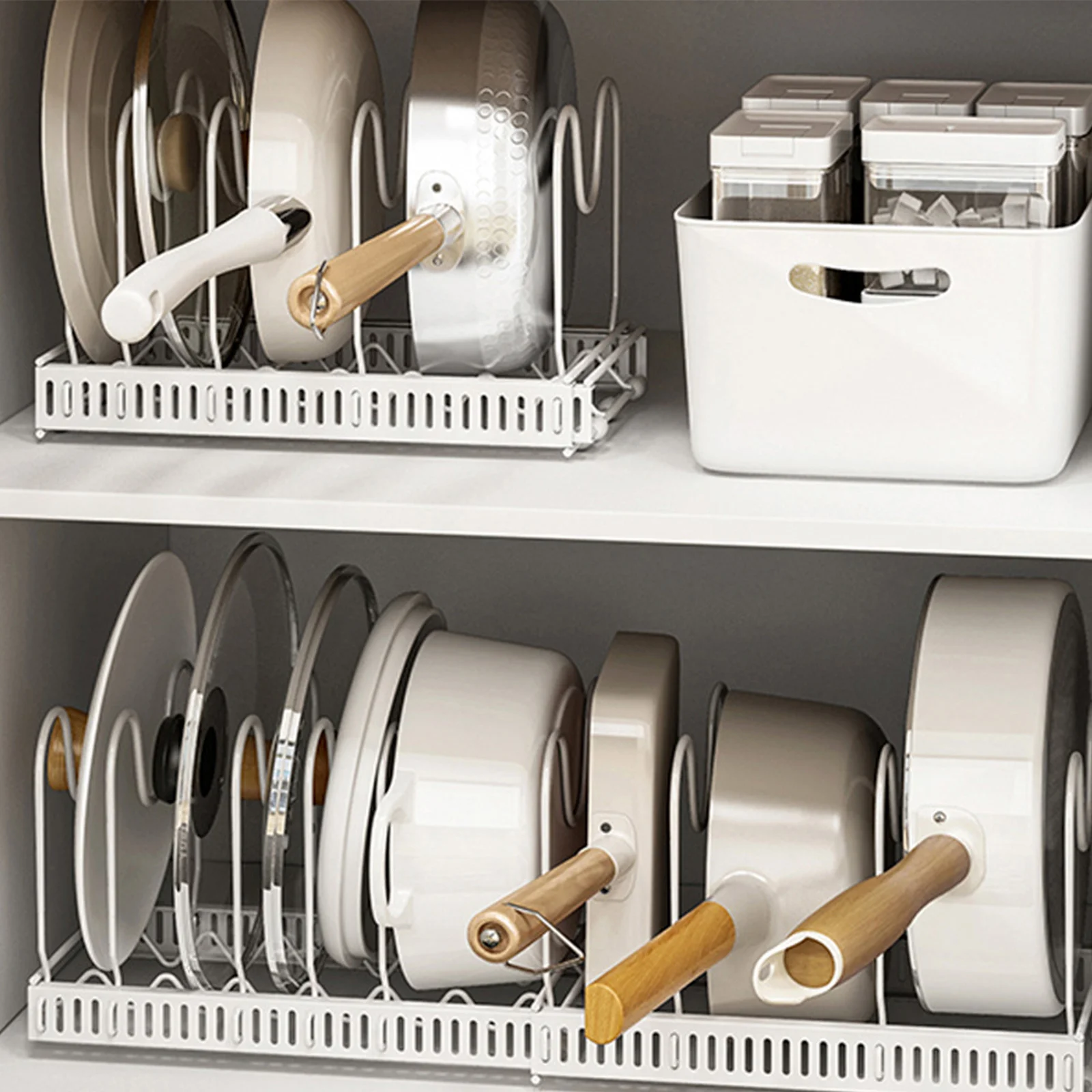 

Expandable Pot Lid Holder Iron Kitchen Storage Rack For Pots Pans Organizer Metal Utensil Stand Pot Cover Rack