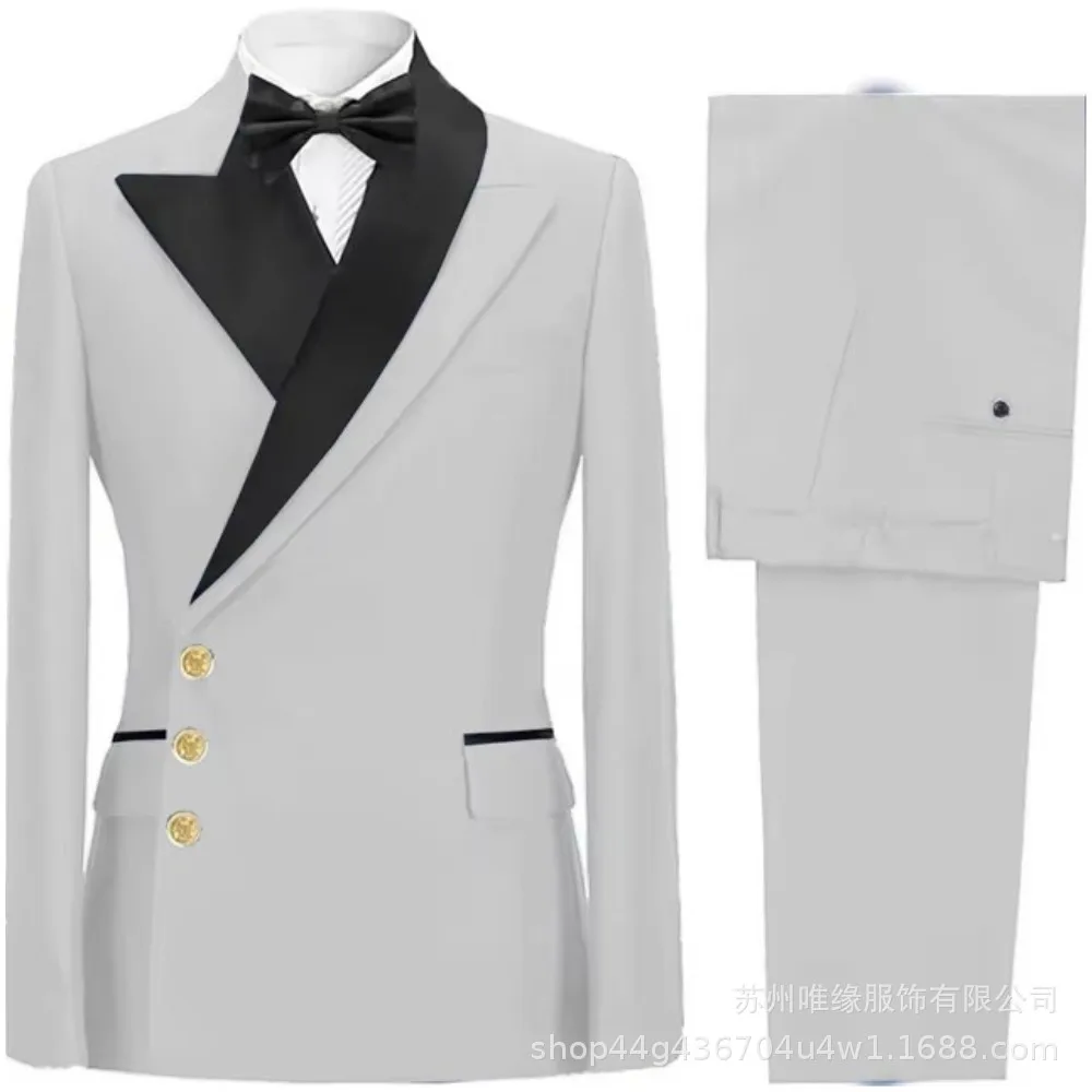 

2025 Men's Two-piece Slim-fit Suit Set - Single-breasted Three-button Jacket and Trousers Men Clothing Mens Suits