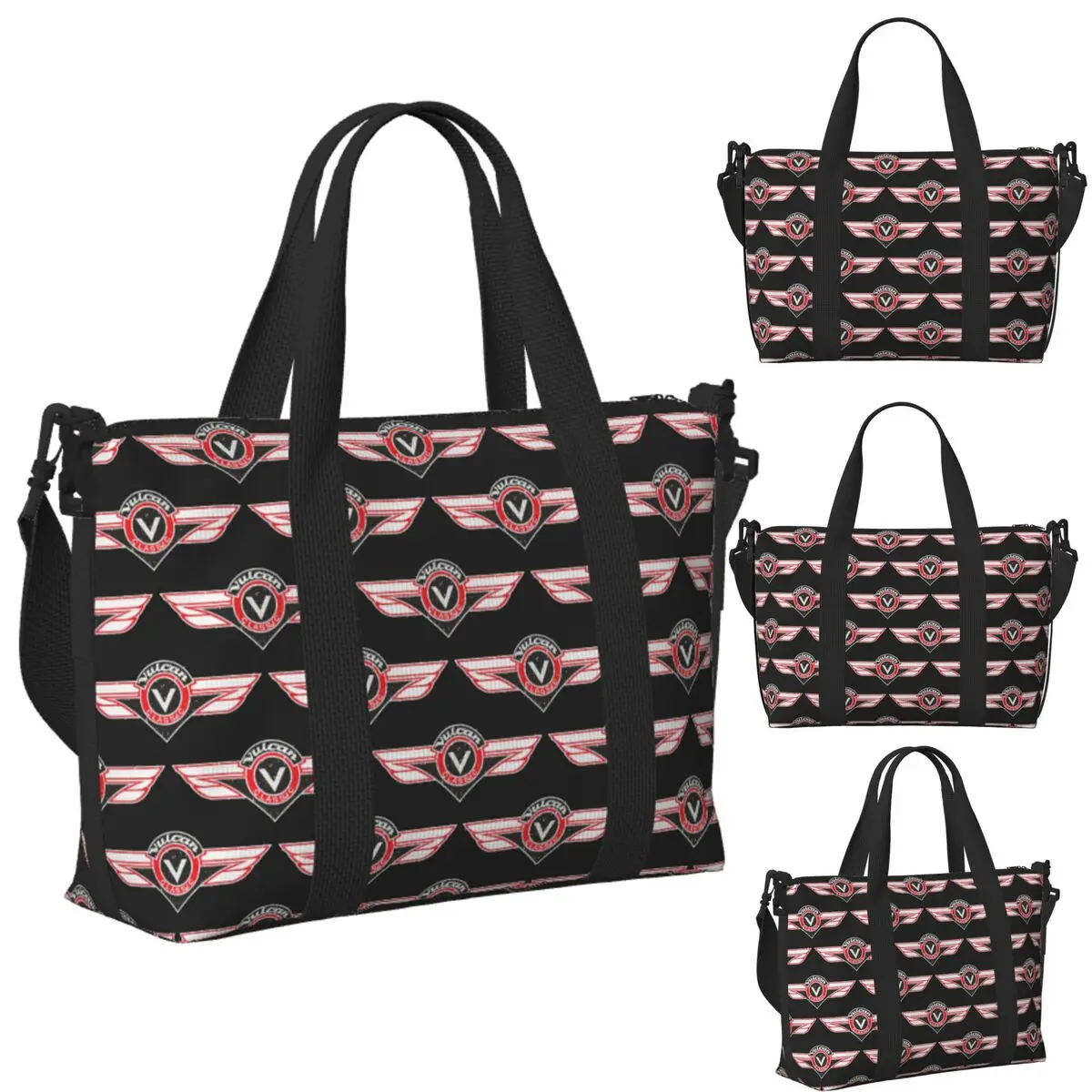 

Vulcan VN Motorcycle Classic Logo Worn Beach Travel Bag Large Capacity Tote Bag for Gym Sport Women Shopping Duffle Shoulder Bag