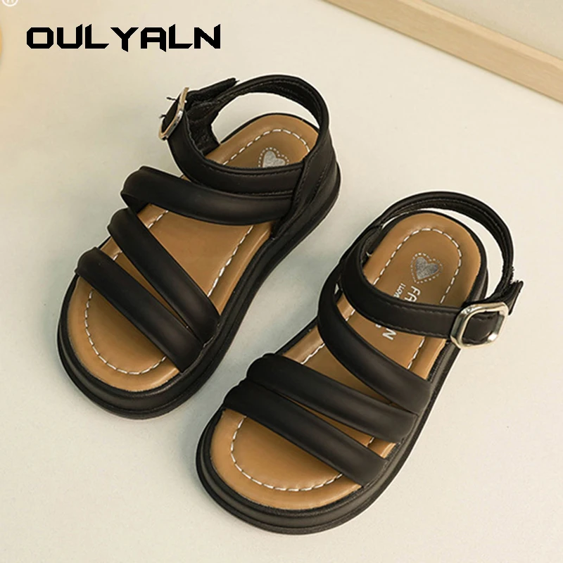 

2024 Summer New Fashion Children's Roman Style Girls Sandals Korean Edition Slippers Anti Slip Breathable Outdoor Beach Sandal