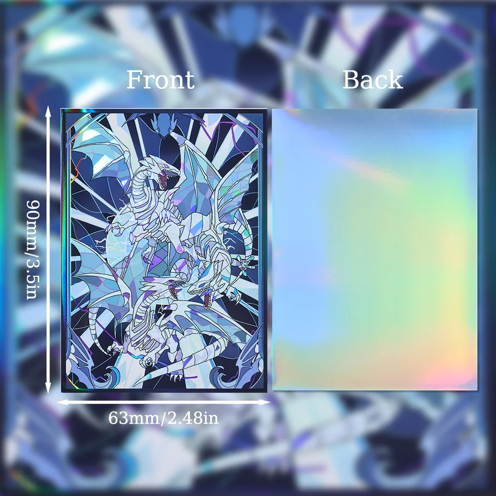 50 PCS 63x90mm Dragon Starry Stained Glass Card Sleeve Toploading Holo Japanese Sizes Card Sleeve Protectors for YGO view 5