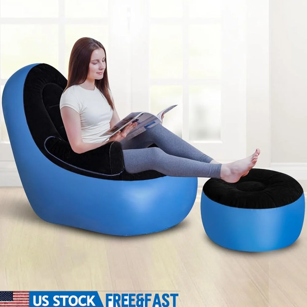 

Inflatable Lounger Chair Adults Portable Air Couch Perfect Camping Beach Home Garden Relaxation