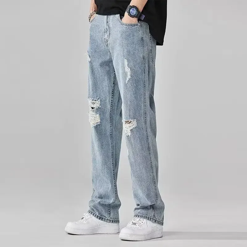 Spring Autumn Trousers Male Cowboy Pants Cargo With Pockets Men's Jeans Clothes Y2k 2000s 2024 Fashion Washed New In Aesthetic