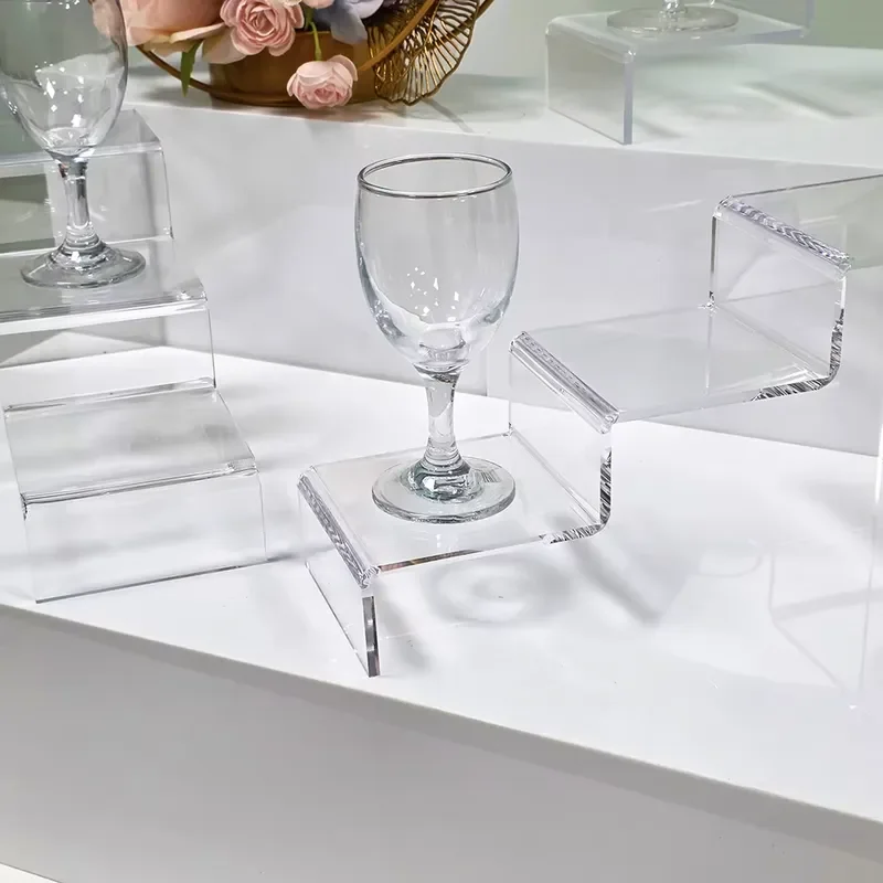 for  Customized Three Layer Acrylic Display Stand Trapezoidal Decorative Shelf  Party Use