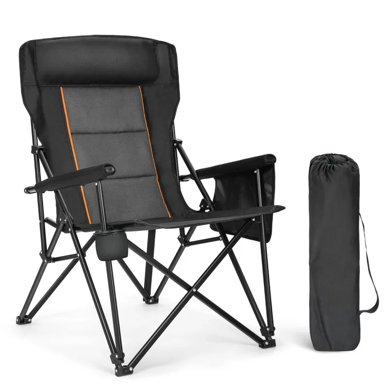 Camping Chair Oversized Camping Chair High Back Portable Chair Heavy Duty Support 500LBS Black