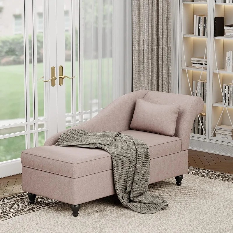 Indoor Storage Chaise Lounge Upholstered Fabric Lounge Chair Living Room Bedroom Corner Small Chaise Sofa Recliner