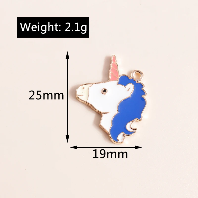 Leslie 10 Stück niedliche Emaille-Cartoon-Einhorn-Charms-Anhänger für DIY-Schmuckherstellung, handgefertigte Bastelarbeiten, Ohrringe, Halsketten, Zubehör – Detail 15