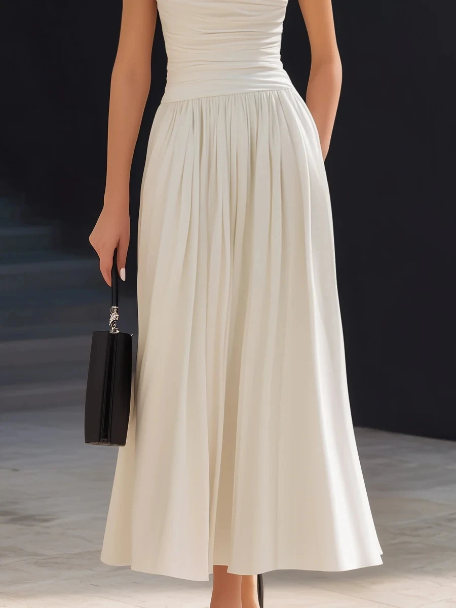 

Customized Simple High Collar Short Sleeve Formal Party Dresses Women's Pleat A-line Ankle Length Evening Dress Prom Gowns 2026