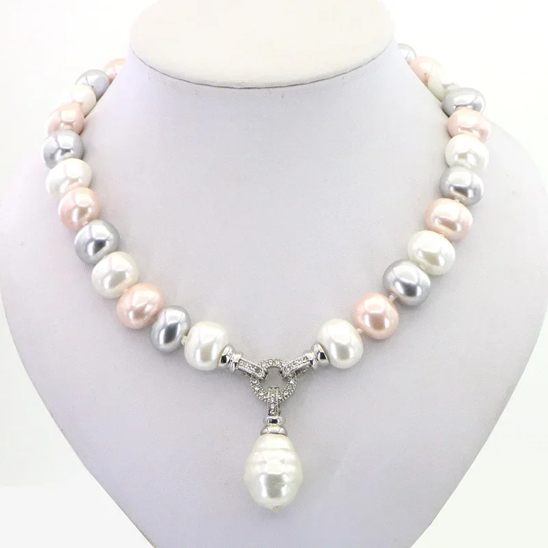 

Noble 3 Colors Marine Shell Pearl Necklace Women In Pendant Necklaces Making Jewelry From Party Dinner Costume Matching