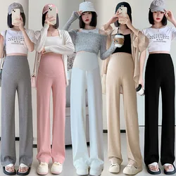 Autumn Fashion Maternity Long Straight Pants Wide Leg Loose Belly Trousers Clothes for Pregnant Women Pregnancy Clothing