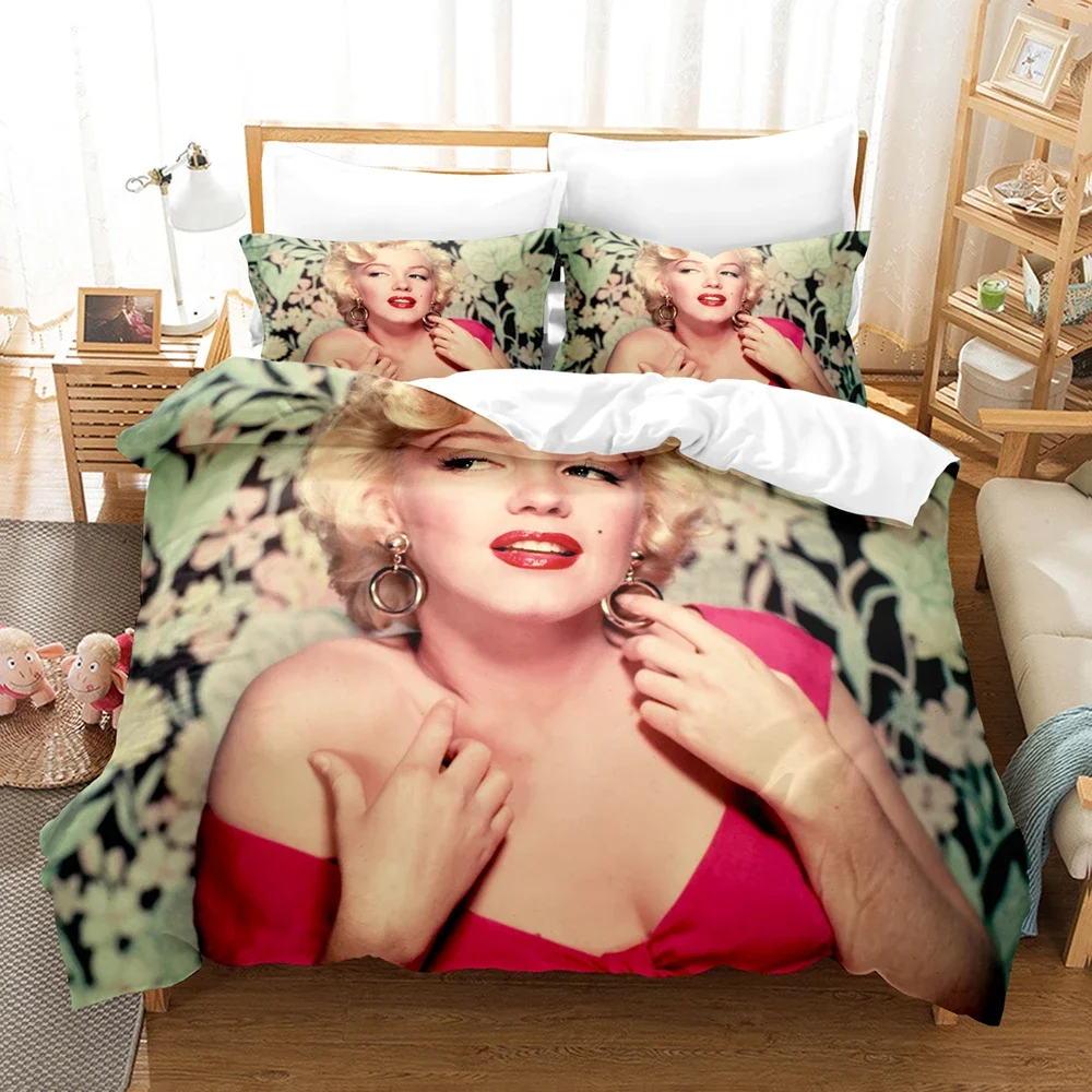 3D Printed Marilyn Monroe Bedding Set Duvet Cover Bedroom Comforter Cover Single Twin King ​Size Quilt Cover Home Textile 2/3PCS