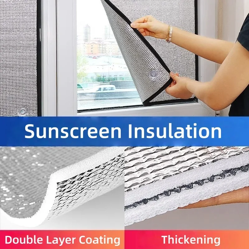 Sun Shade Film Reflective Window Thermal Insulation Foil Anti-UV Easy Install for Heat Blocking for Sunroom Attic Home Decor