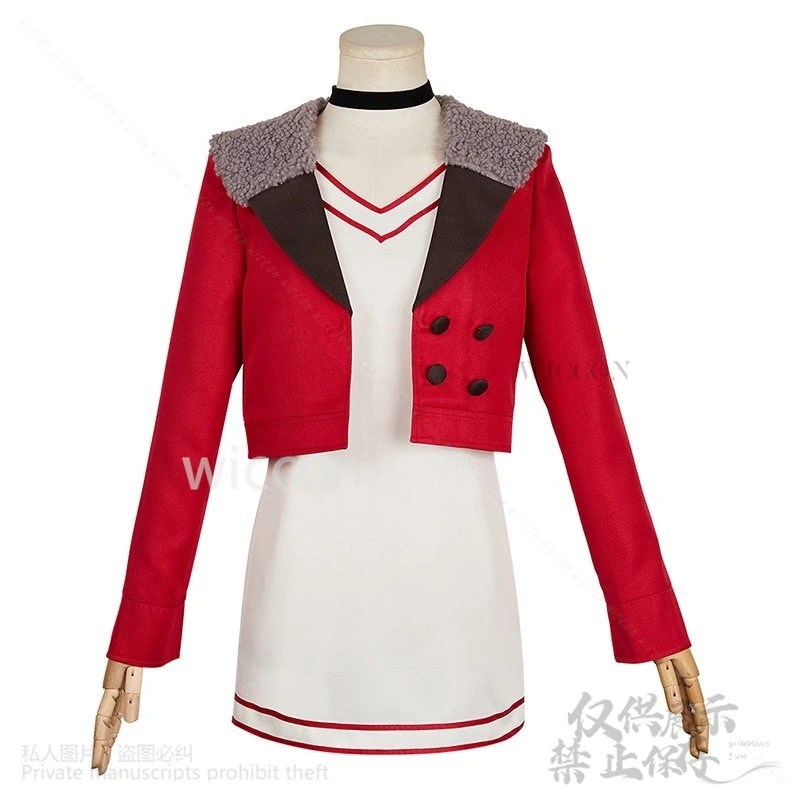 مومو Ayase الساخن أنيمي دان دا دان تأثيري فستان مُصمم حسب الطلب معطف أحمر موحدة جورب أقراط الباروكات لجميع القديسين عيد الميلاد مخصص