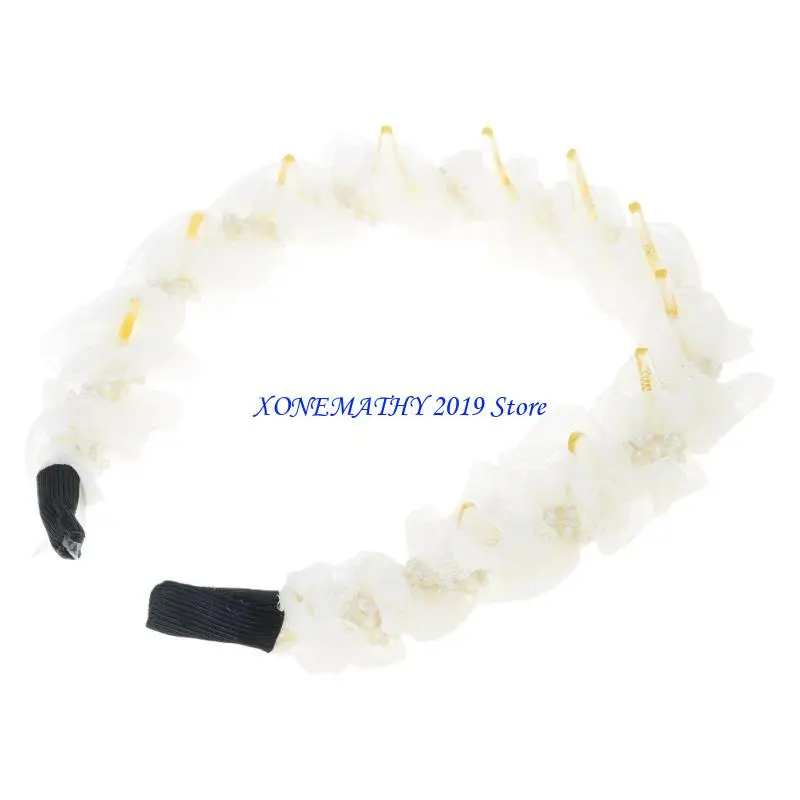 

F42F NonSlip Grip Teeth Hairband For Women Girl Daily Wear Foldable Ballet Design Comfortable Fabric Hairhoop For Dance Event