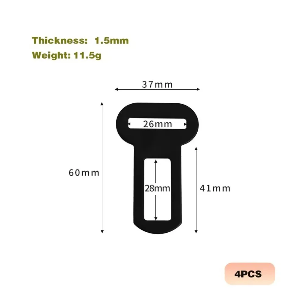 4 Stück Metall-Sicherheitsgurtadapter, Robuster Eisen-Sicherheitsgurtclip, Dicker, Leicht zu Installierender Sicherheitsschnalle-Einsatz für Haustiere