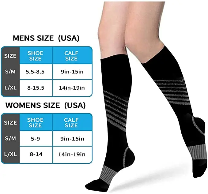 Men Running Compression Socks Stockings 20-30mmhg Sports Socks for Marathon Cycling Football Breathable Adult Sports Socks YS023