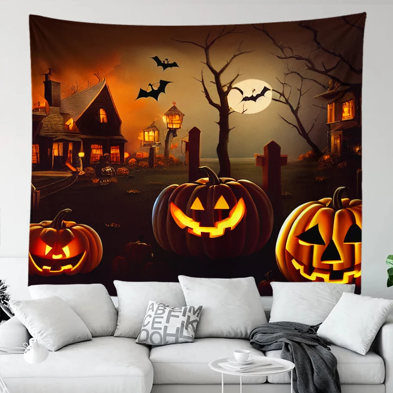 Halloween Horror Kürbis Fledermaus Druck Tapisserie nach Hause Wohnzimmer Schlafzimmer Wand dekoration Hintergrund Stoff