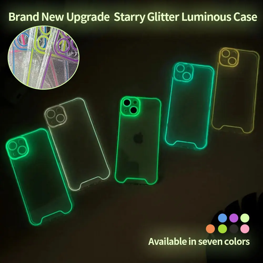 Night Light Luminous Silicone Soft Case for IPhone 14 13 12 11 15 Pro Max XS XR X 14Pro 13Pro 15Pro Plus IPhone14 Glowing Cover