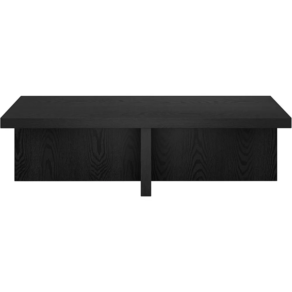 Mesa de centro retangular preta natural de 54 polegadas de largura da Henn&Hart, adequada para casa, espaços de estar, quartos, área de entretenimento