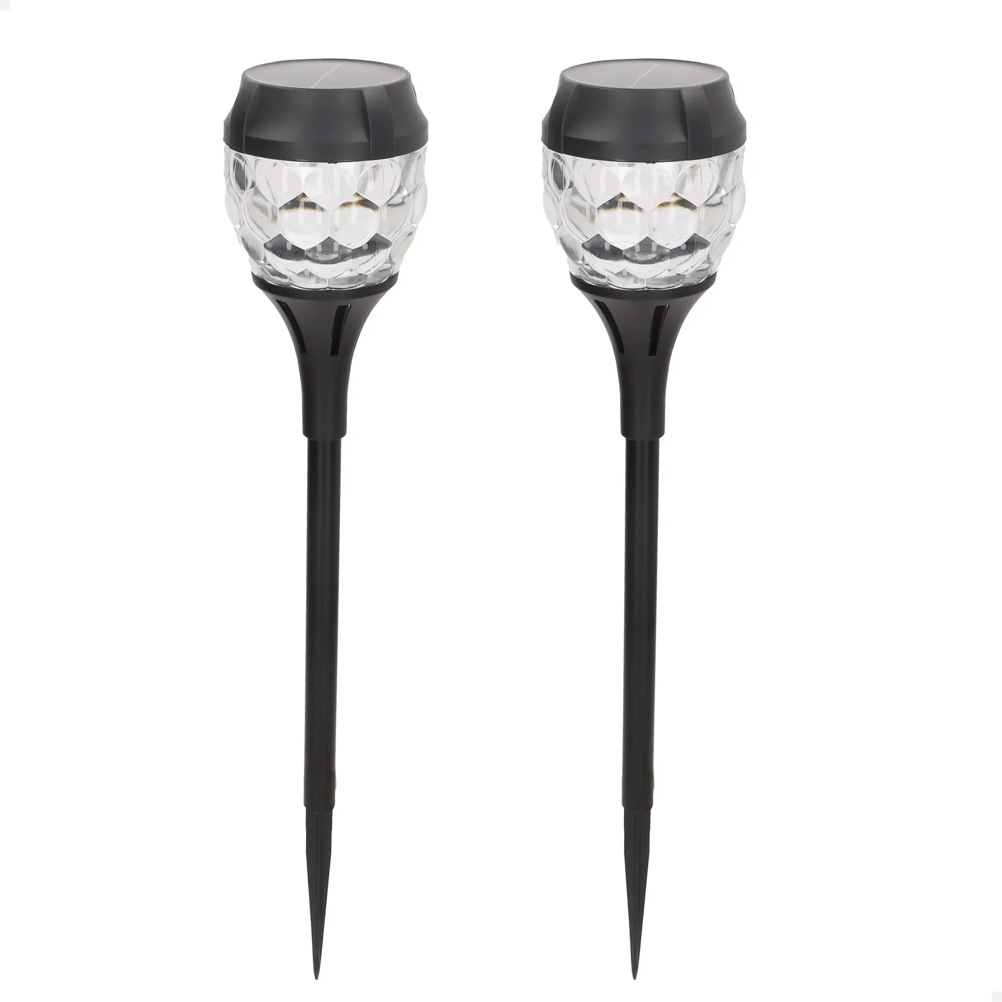 Aktive - Set 2 balizas solares LED 5-10 lúmenes, emiten luz cálida, proyección decorativa, sin cables, autonomía hasta 8 horas, resistentes al agua (IP24), iluminación para terrazas y jardines