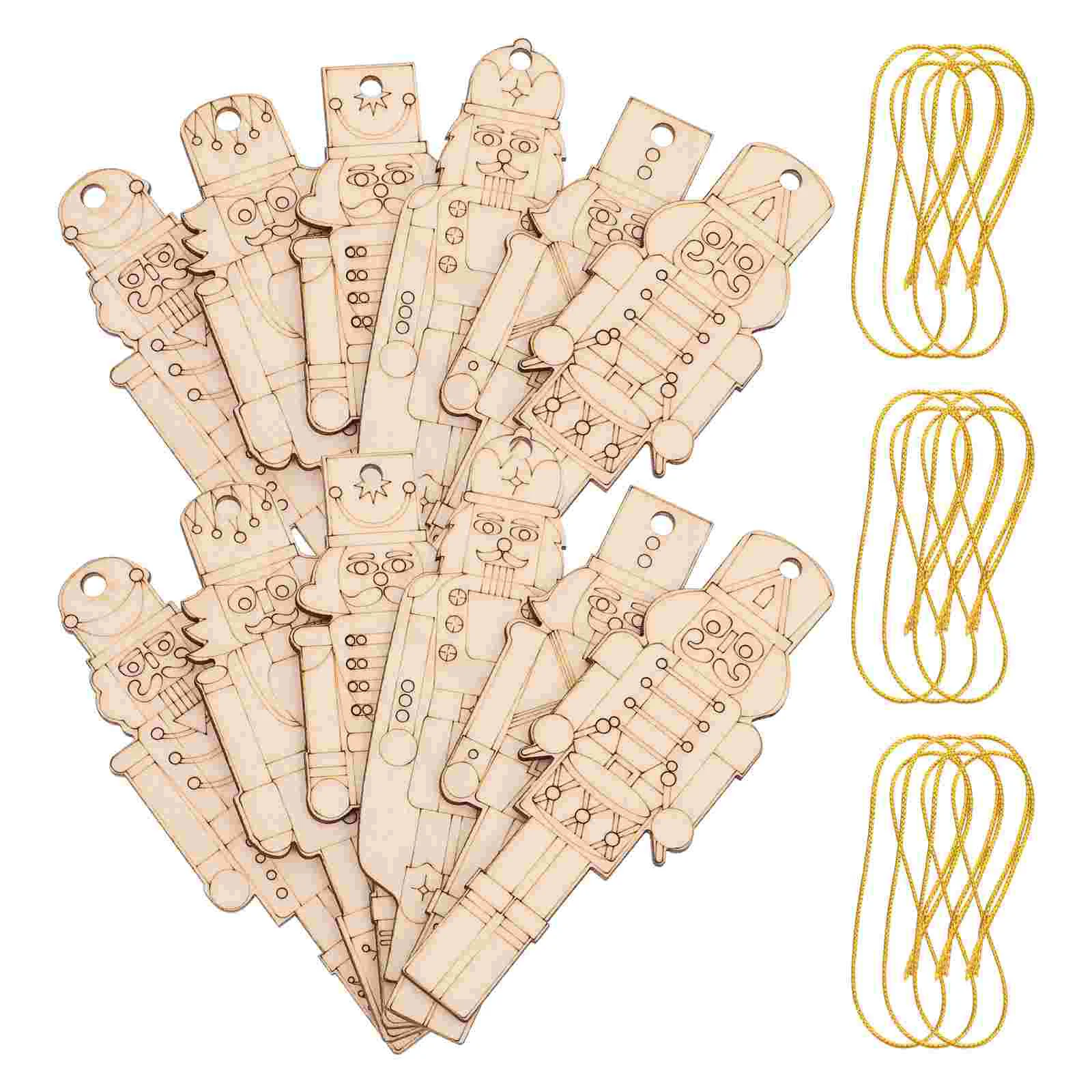 12 Pcs Nutcracker Ornaments Wood Chips Unfinished Crafts Christmas Wooden Cutouts