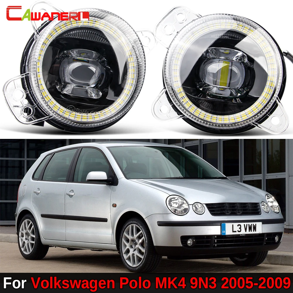 2 Pieces H11 Car Front LED Fog Light Angel Eye Daytime Running Lamp DRL For VW Volkswagen Polo MK4 9N3 2005 2006 2007 2008 2009