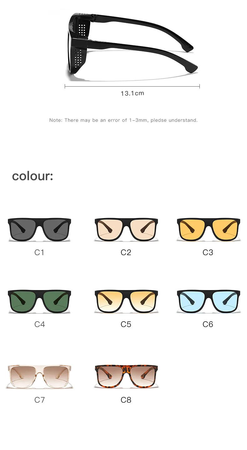 Neue Vintage Quadratische Sonnenbrille für Damen und Herren Marken-Rechteck-Sonnenbrille Ovale Brillen für Männer und Frauen – Detail 8