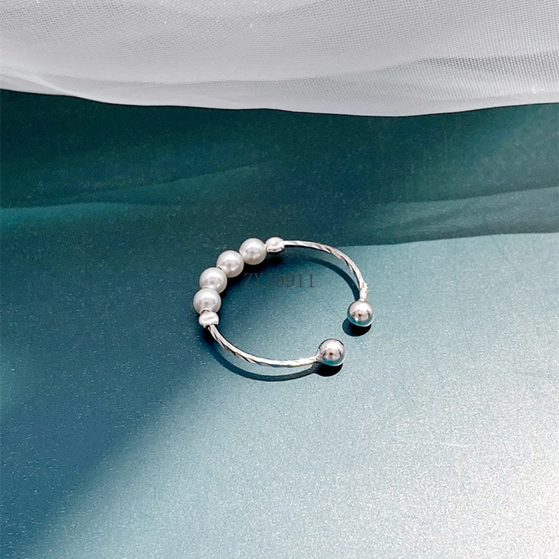 S925 حبة خاتم المرأة فضة خاتم ضوء الأزياء الفاخرة شخصية الذيل الدائري