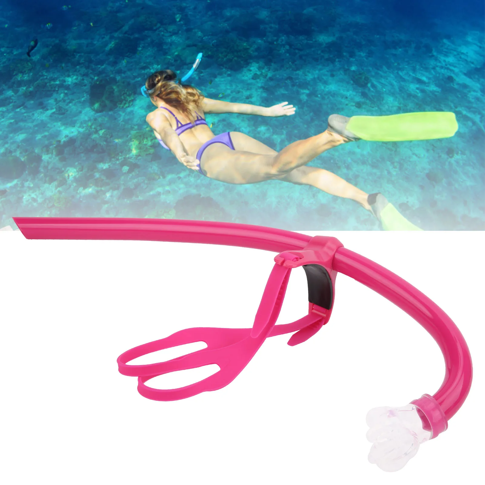 Respiração Snorkel Com Bocal De Silicone, Engrenagem De Treinamento De Natação, Snorkel Montado Na Frente