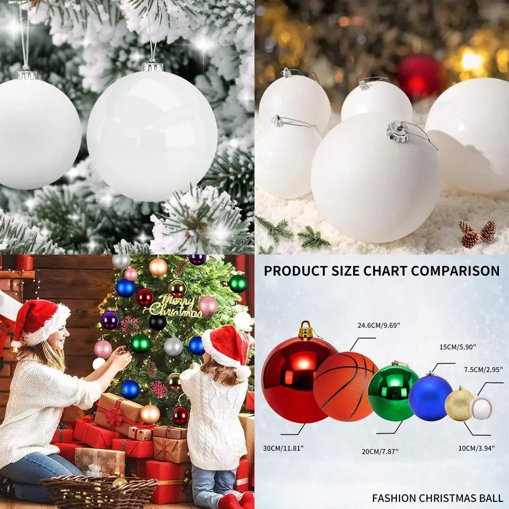 

Большие уличные рождественские украшения, небьющиеся пластиковые рождественские шары, белые, 8 упаковок для газона, двора, подвесного дерева