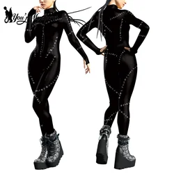 [You're My Secret]Halloween Cosplay Catwoman Zentai Carnival Tight Bodysuits Rompers Outfit Mujer Party Anime Costumes