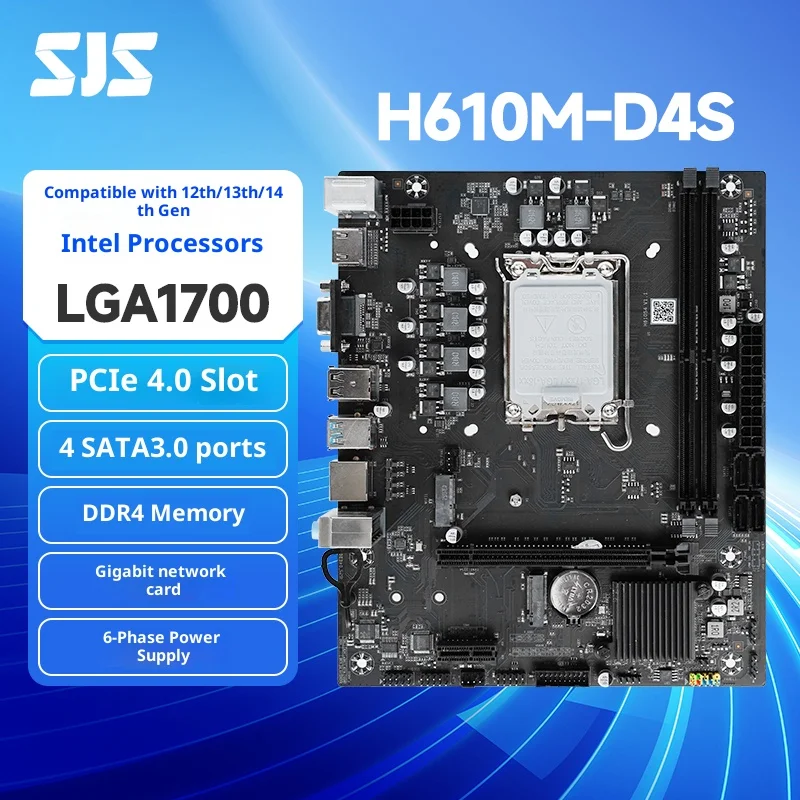 

SEJISHI H610M-D4S Motherboard: LGA1700, DDR4, Dual M.2, 1Gb Ethernet - Stable Performance