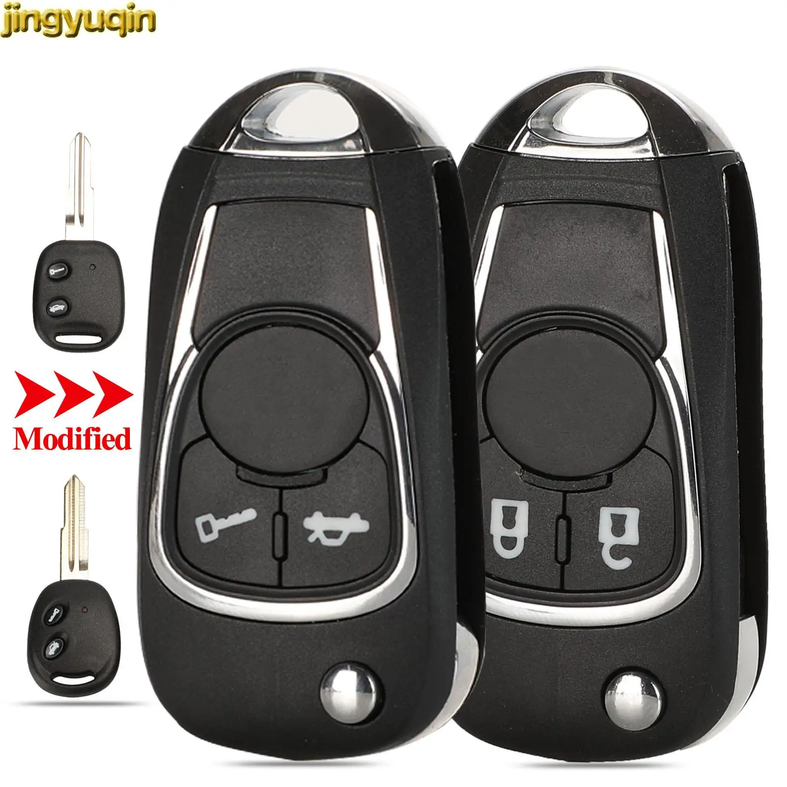 

Jingyuqin Modified Flip Key Shell For Chevrolet Lova Epica Sail 2 Button Folding Remote Car Key Case Left/Right Blade