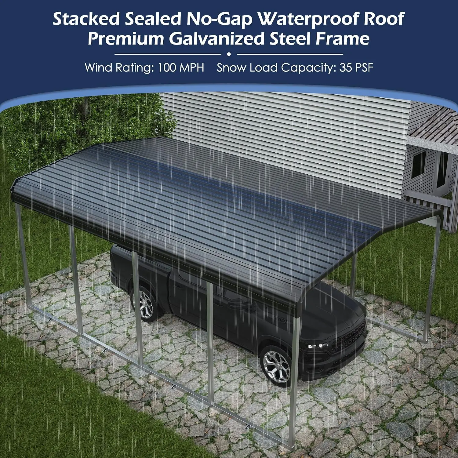 Metal Carport with Galvanized Steel Frame & Roof, Outdoor Car Shelter for Truck Boat Tractor, 12x20 FT, Customized