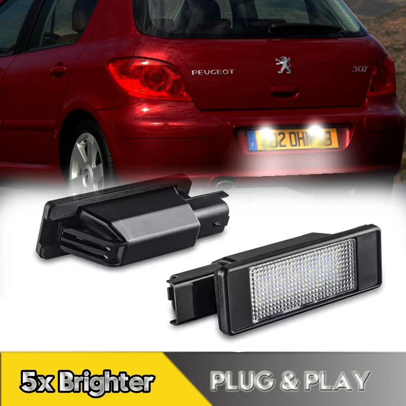 

2 шт. светодиодные лампы освещения номерного знака для Peugeot 207 208 308 2008 3008 5008 Citroen C3 C5 DS3 DS5 автомобильные аксессуары