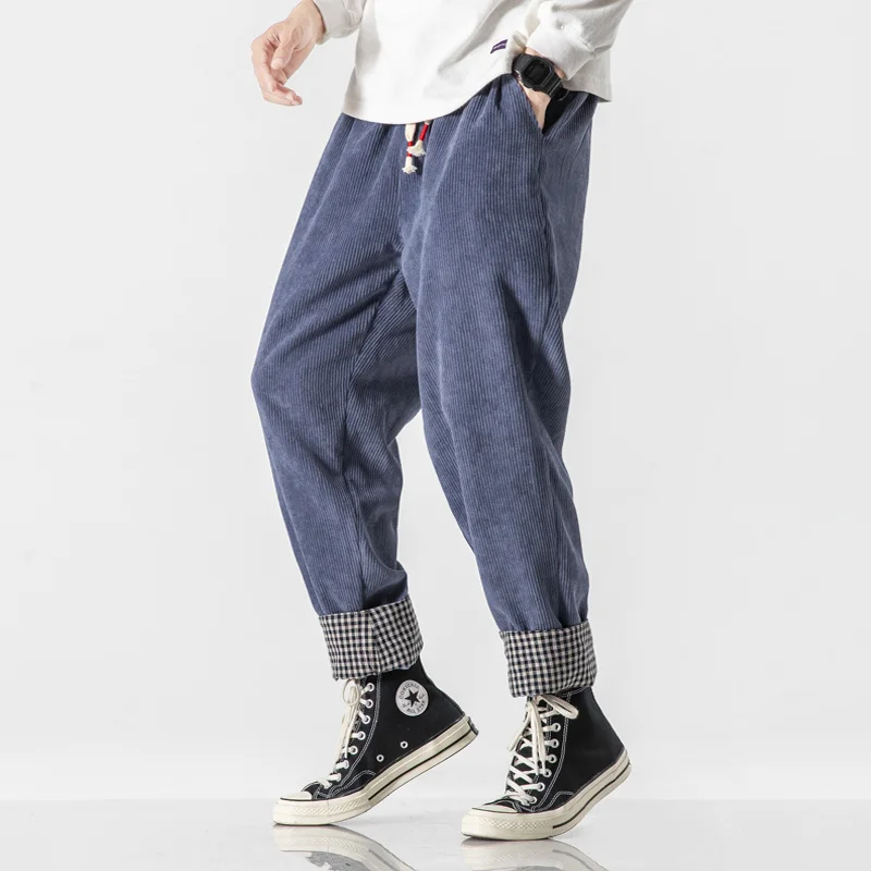 Chinese Style Fashion Plus Size Thick Corduroy Casual Pants Men Clothing Japanese Streetwear Harajuku Padded Straight Trousers