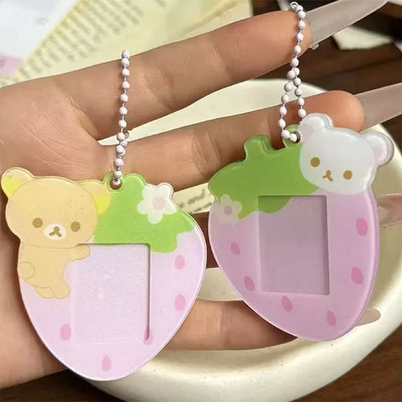 Image of Kawaii Rilakkuma Acryl-Schlüsselanhänger Niedlicher 1-Zoll-Fotokartenhalter Schlüsselanhänger Auto-Rucksack Cartoon-Accessoires Paar-Festivalgeschenk