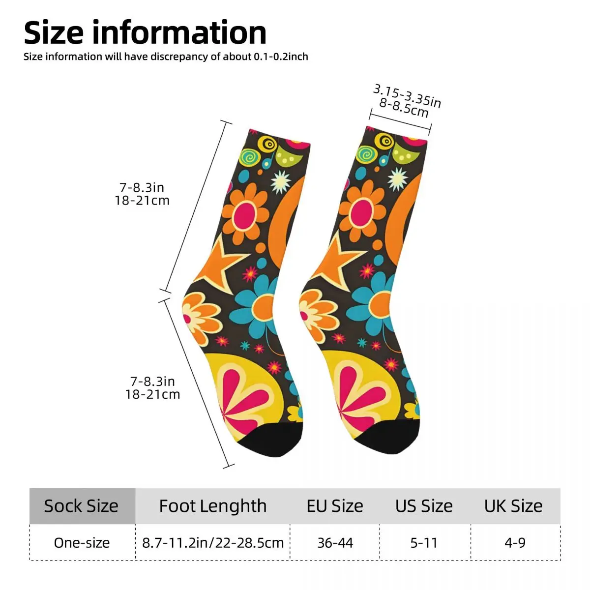 Vintage 60er Jahre Flower Power Herren Socken Unisex Flower Power Harajuku Muster Printe Neuheit Crew Socke offizielle Website Tops Fugees