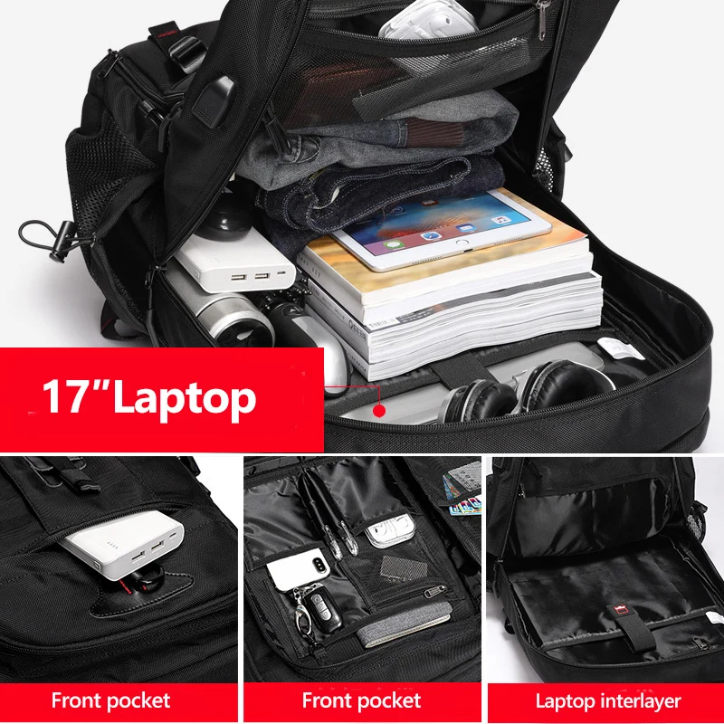 USB Men Travel Bag Traveling Boarding Backpack Outdoor Sports Luggage Rucksack 50L 60L 80L Shoulder Bag Turist Trip Camping Bag