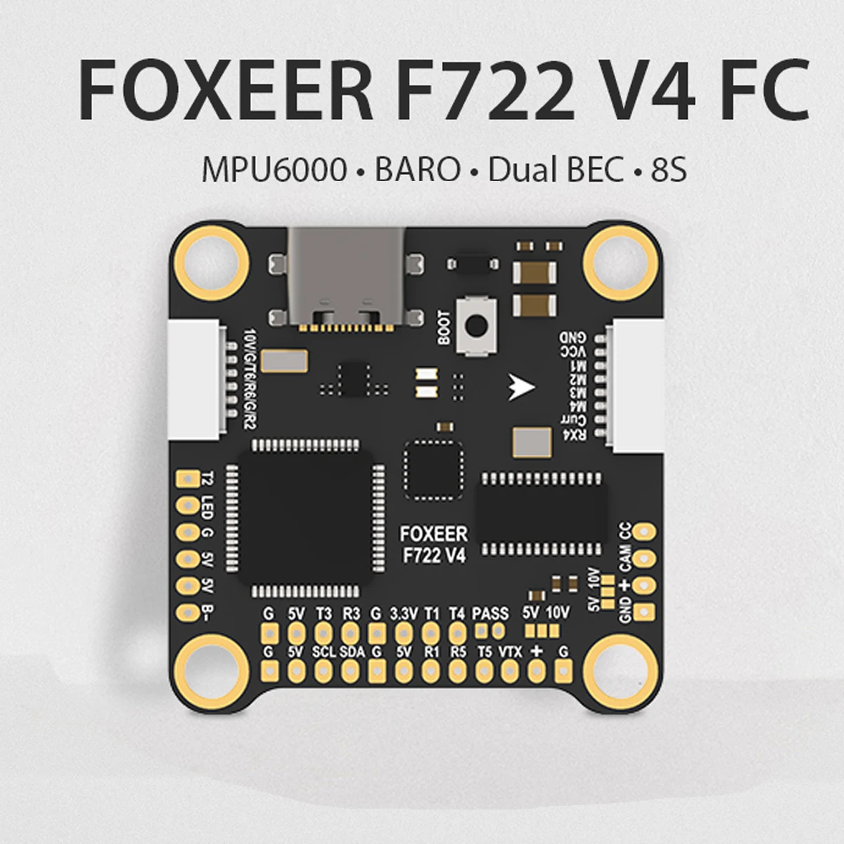 

Foxeer F722 V4 MPU6000 FC 8S Dual BEC Barometer X8 Flight Controller FPV Freestyle Drone DIY Accessories