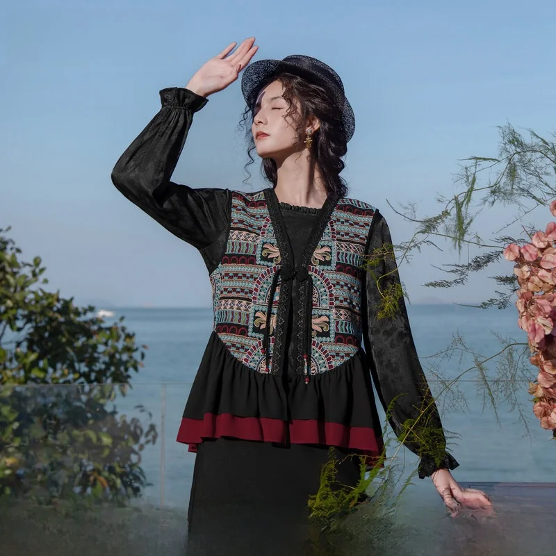 

Элегантный вышитый приталенный жилет женский, новинка весна-лето, этнический стиль, цветочный дизайн, V-образный вырез, 100% полиэстер